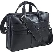 seyfocnia Men's Leather Messenger Bag, 15.6 Inches Laptop Briefcase Business Satchel Computer Handbag Shoulder Bag for Men (Black)seyfocnia Men's Leather Messenger Bag, 15.6 Inches…