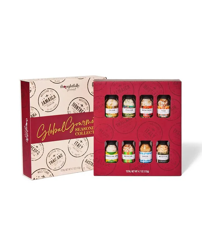 Thoughtfully Gourmet, Global Spice Collection Gift Set, International Seasonings Set, Flavors Include Greek, Italian, Mexican, Cajun Seasoning & More, Spice Set of 8